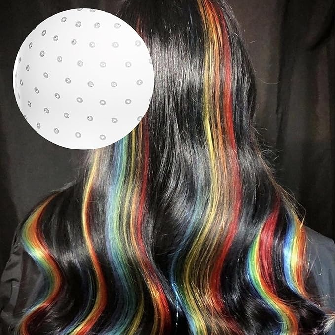 Punched Silicone Highlight Hair Cap with Needle, Professional Reusable Highlighting Poked Hole Caps with Hooks for Color Hair Salon Hairdressing Dyeing Staining Tools for Women Men
