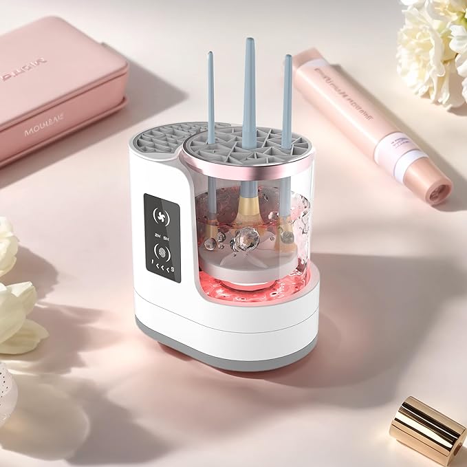3 IN 1 Electric Makeup Brush Cleaner Machine With Timer Makeup Brush Dryer，Portable USB Automatic Cosmetic Brushes Cleaner Tool for All Size Beauty Makeup Brush Set,Contour,Blush Brush,Eyeshadow