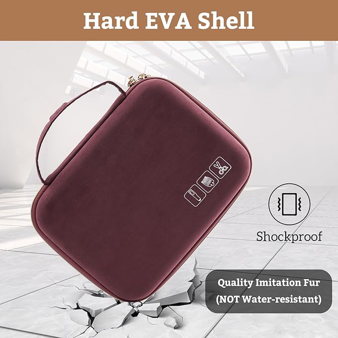 ProCase Hard Travel Case for Hair Clippers, Hair Cutting Barber Supplies Holder, Trimmer Organizer Storage Bag for Hatteker/Oneisal/Wahl 6Star/Andis Men Razor Guard Grooming Kits -Wine