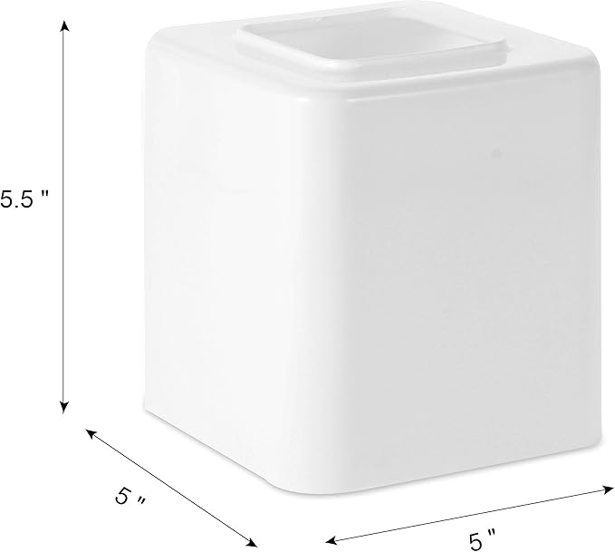 Youngever 2 Pack Tissue Box Covers, Plastic Square Tissue Box Holders, Square Napkin Box Holders (White)