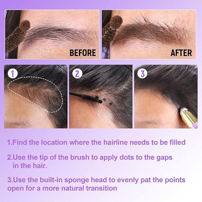 3 In 1 Hair Color Concealer Stick - Temporary Gray Hair Cover Up, Root Touch Up Hair Mascara with Precision Applicator, Waterproof Long Lasting for Eyebrows Beard Hairline 07# Black Brown