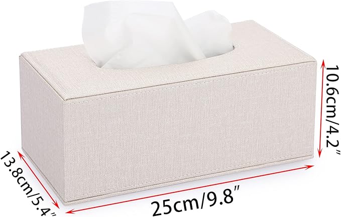 Sumnacon Tissue Box Cover Rectangle Linen Tissue Box,Stylish Tissue Box Holder with Magnetic Bottom,Decorative Tissue Cover for Bathroom Toilet Bedroom Living Room Table Desk Office, Beige