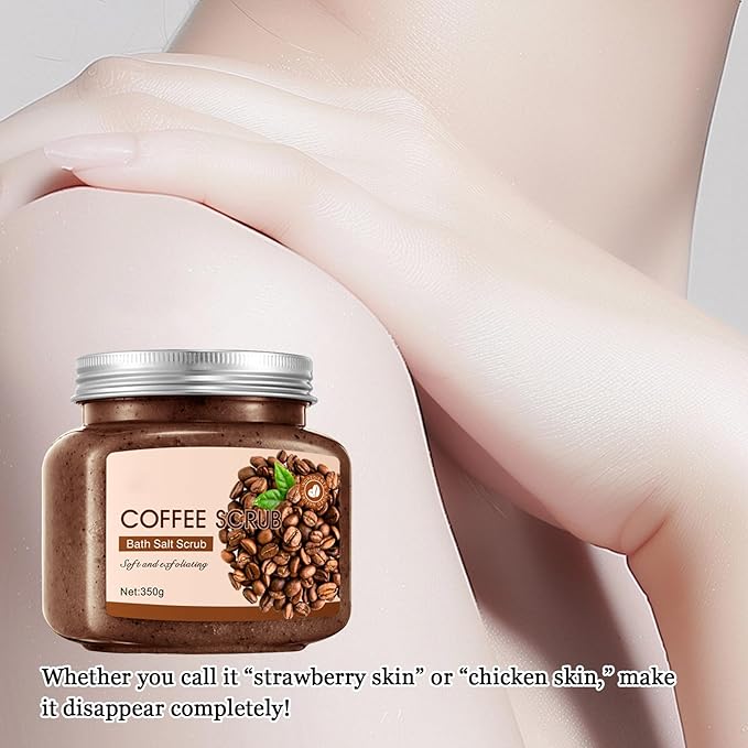 Coffee Body Exfoliator, Deep Cleaning Exfoliating Body Scrub, Moisturizing Nourishing Salt Rose Body Scrub, 350 g
