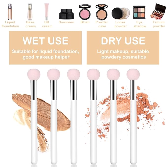Mushroom Makeup Sponge with Handle Small Concealer Brush Sponge Under Eye for Face Eyelids Nose Foundation Concealer Applicator Eyeshadow Brushes for Women Girls