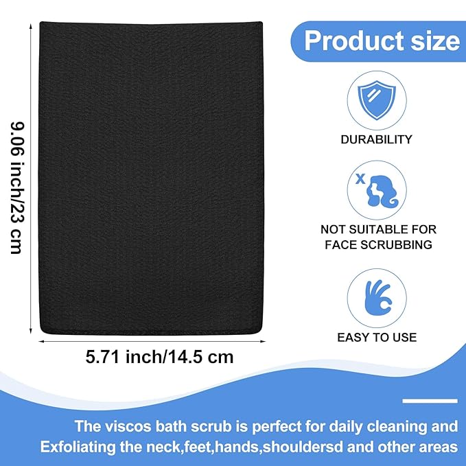Tatuo 12 Pieces Korean Exfoliating Mitt Glove Italy Towel Body Skin Scrubber Exfoliating Scrubber for Remove Dead Skin Washcloth Korean(Large,Black)