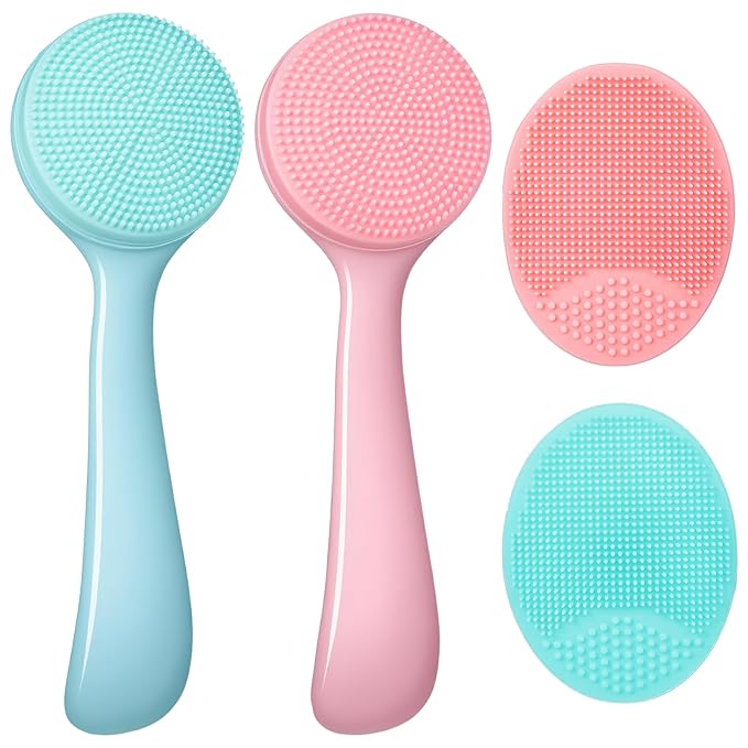 4Pcs Silicone Facial Cleansing Brush Manual Exfoliating Brush Soft Face Wash Scrubber Brushes for Women Men Skin Deep Cleaning Care