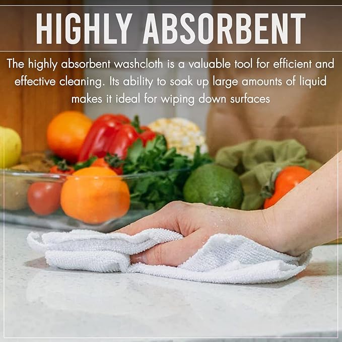 24 Pack Wash Cloths | Multicolour 100% Cotton Extra Absorbent Face Towels | Soft, Quick Dry Washcloths for Bathroom, Spa, Gym, Baby & Travel (24 Packs (12x12))