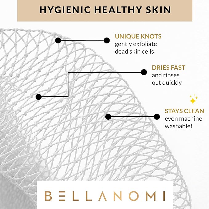 BELLANOMI African Exfoliating Net Sponge, Authentic, Ethically sourced from Nigeria, 45 inches Long, Back Scrubber for Daily use (White)