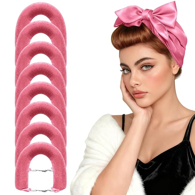 Heatless Curls Overnight Set - 8PCS Jumbo Velvet Hair Rollers to Sleep In, No-Damage Flexi Rods for Beautiful, Effortless Curls and Waves for Women