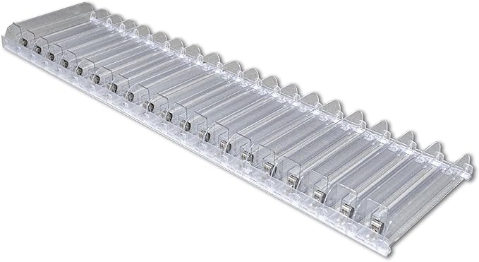STORE FIXTURES DIRECT Auto Feed Shelf Product Pusher Kit, Adjustable Width Spring Loaded Merchandise Glider Pushing System, Kit for [20] 12" D x 24" L Shelves - [180 Shelf Pushers + 200 Dividers]