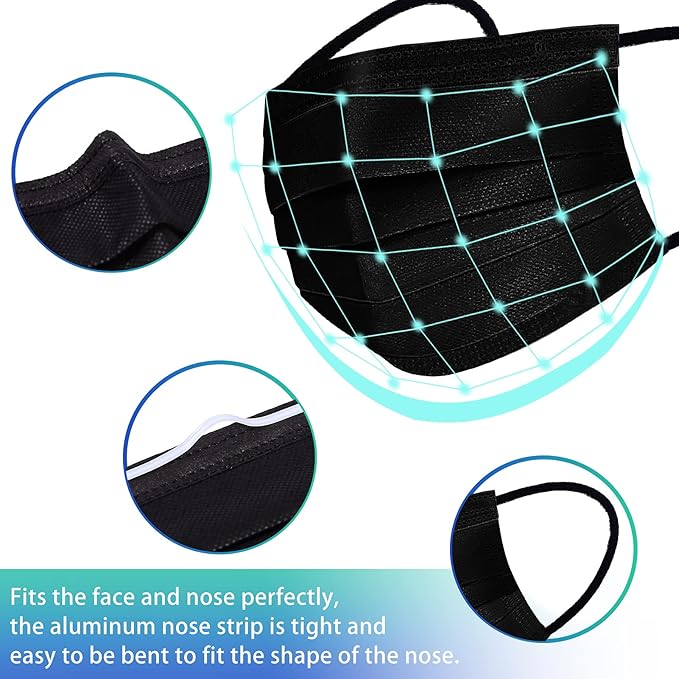 Disposable Face Mask 4-Ply for Adult, Soft Face Masks, Breathable Safety Mask…