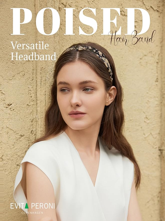 EVITA PERONI Wide Headbands for Women with Teeth Acetate Resin Hair Bands for Women's Hair No Headache Headband No Slip Hairbands-Amber