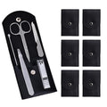 6 Sets Pack Travel Manicure Set Professional Nail Clipper Kit-5 Pieces Stainless Steel Manicure Kit, Women Men Grooming kit With Nail Care Tools Beauty Scissors Tweezers (Silver Black)