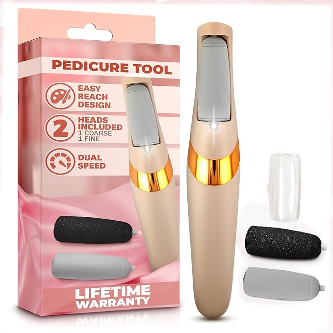 Foot Callus Remover Electric – Callus Grinder for Feet with 2-Speed and 2 Rollers (Coarse & Fine) for Smooth & Soft Feet, Easy to Clean – Compact Electric Foot Sander for Daily Foot Care & Travel Use
