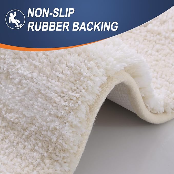 OLANLY Bathroom Rug Set 2 Piece, Soft Absorbent Microfiber Bath Rug Set, Non-Slip, Machine Wash Dry, Plush Shaggy Bath Mats for Bathroom (30"x20"+24"x16", Light Beige)