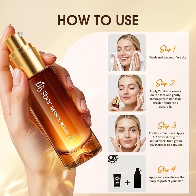 Retinol Collagen Serum for Face: Anti Aging & Anti Wrinkle Repair Peptide Serum with Boost Hydration Formula - Day/Night Facial Firming Neck Plump Skin Care for Women/Men (1.70 Fl Oz)