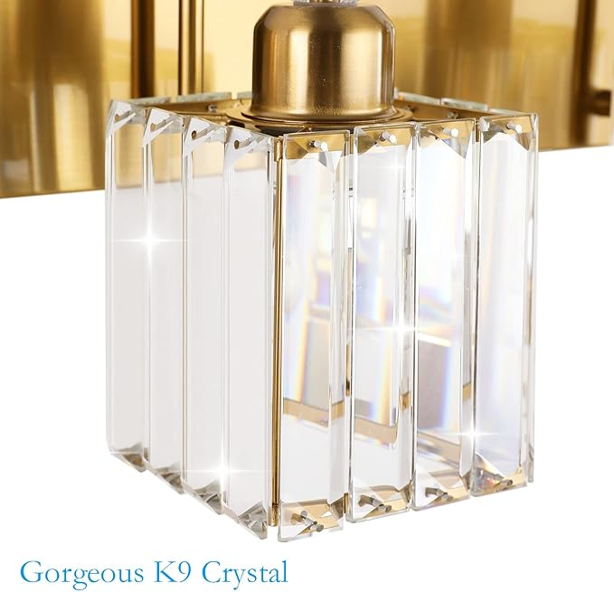 Ralbay Crystal Gold Bathroom Vanity Lights 4-Lights Vanity Lights Over Mirror Modern Crystal Gold Bathroom Wall Lighting Fixtures