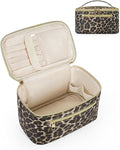 Wandering Nature Makeup Bag, Travel Make Up Organizer Cosmetic Brush Bags Case for Women in Vegan Leather, Leopard Print, Patent Pending