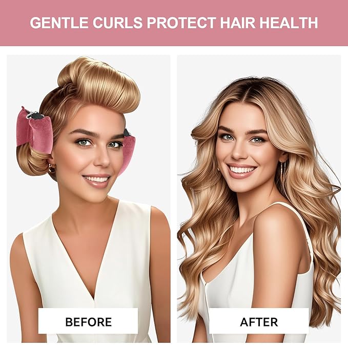 Heatless Curls Overnight Set - Jumbo Overnight Hair Curlers to Sleep In, Soft Velvet Hair Rollers for Women, No Damage Curls Styling Tools 4pcs