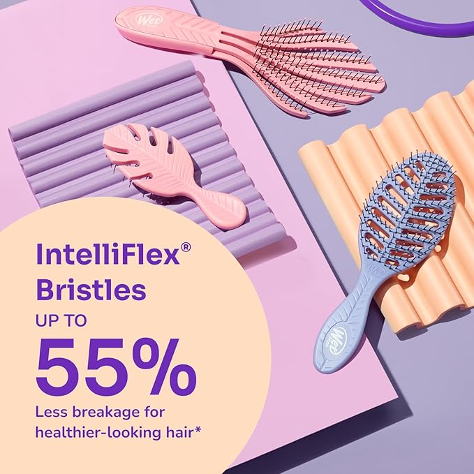 Wet Brush Go Green Mini Detangler, Pink - Detangling Travel Hair Brush - Ultra-Soft IntelliFlex Bristles Glide Through Tangles & Gently Loosens Knots While Minimizing Pain, Split Ends & Breakage