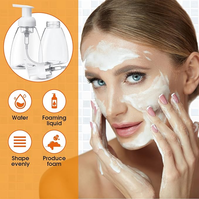 Eboot 24 Pcs 10 oz Foaming Soap Dispenser Foaming Pump Bottle Travel Hand Soap Pump Foam Dispenser Bottle Plastic Press Bottles Empty Refillable Plastic Container for Liquid Shampoo
