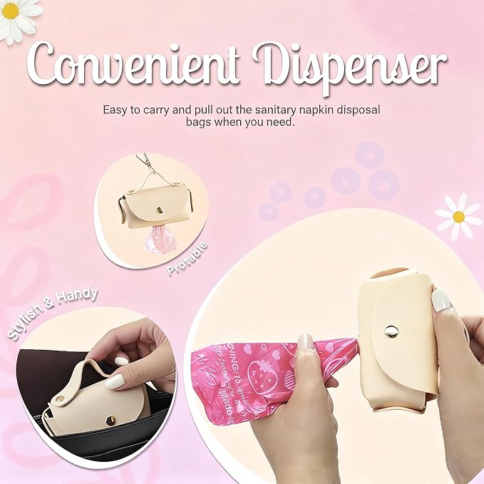 Sanitary Napkin Disposal Bags with Dispenser, Feminine Hygiene Disposal Bags for Tampons Trash Bag, Personal Care Sanitary Bag for Women Privacy Handling (Multicolor)