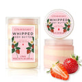 Princess Belle Strawberry Whipped Shea Body Butter, Body Moisturizer for Dry Skin, Smell Good, Strawberry Gifts for Women-2 Pack (3.4floz + 6.8 floz)