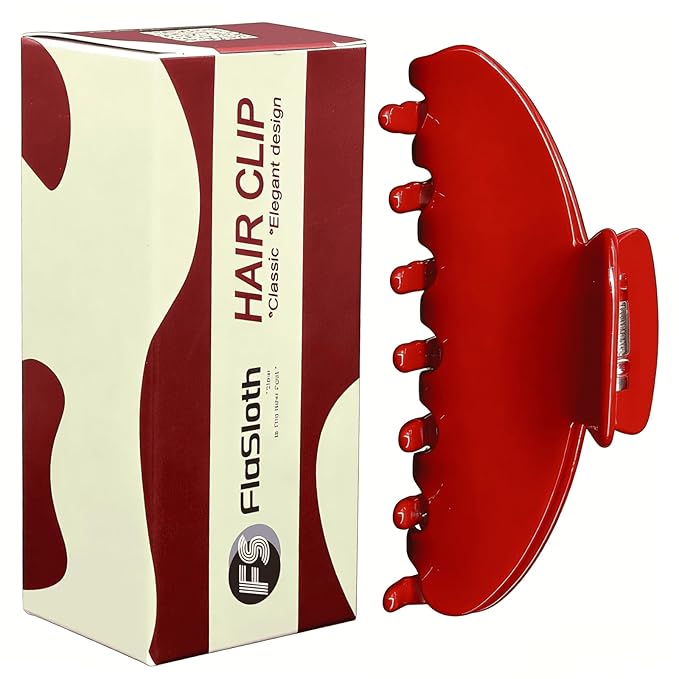 Cherry Red Claw Clip 4 Inch - Premium Acetate Hair Clip for All Hair, Smooth Round Edges No Snag, Gift Ready Luxury Box