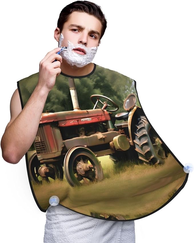 Beautiful Peacock Print Beard Bib Shaving Apron, Beard Hair Trimming Cape Gift For Dad