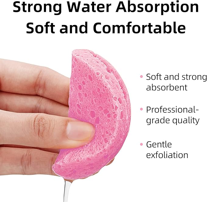 120-Count Compressed Facial Sponges|Kickleen 100% Natural Cellulose Cosmetic Spa Sponges for Daily Facial Cleansing|Makeup And Mask Removal|Exfoliating|Skin Massage|Pore Exfoliation (120 Count (Pink))