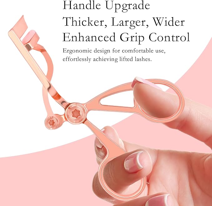Luxurious Eyelash Curler, Professional Eyelash Curlers Long Lasting Lash Curl Eye Opening Voluminous Lashes Curler Heavy Duty, Zinc Alloy (Pink)