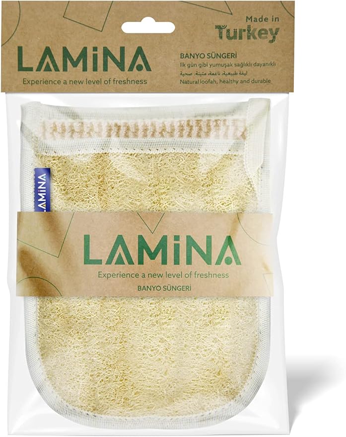 Veteran Textile%100 Natural-Organic, Loofah Sponge, Body Scrubber, Back Washer, Back Strap, Shower Bathing with Loofah beds, All-Round Cleaning, Body Care [ Lamina ] (Double-Sided Bath Mini)