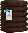 DAN RIVER 6-Pack Premium Hand Towels (16x28 Inches) - 100% Cotton, Ultra Soft, Lightweight, Highly Absorbent Towels for Bathroom, Spa, Gym, Salon, Hotel, and Travel - Brown