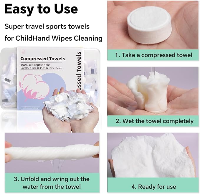 80 Pcs Mini Compressed Towel Tablets, Disposable Compressed Face Towels, Portable Bulk Compressed Coin Tissues for Travel, Camping, and Outdoor Activities