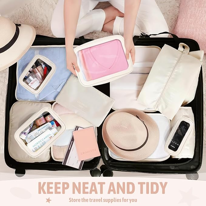 5PCS Diaper Bag Organizer Pouch Set, TSA Approved Toiletry Bag，Clear Waterproof TPU Makeup Bag Set Travel Organizer Bags for Women and Kids,Mothers Day Gifts