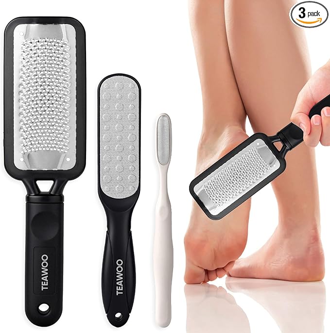3 Pack Foot Files Callus Remover, Stainless Steel Foot Rasp and Foot Scrubber, Professional Pedicure Tools for Dead Skin, Hard Skin and Calluses Removal