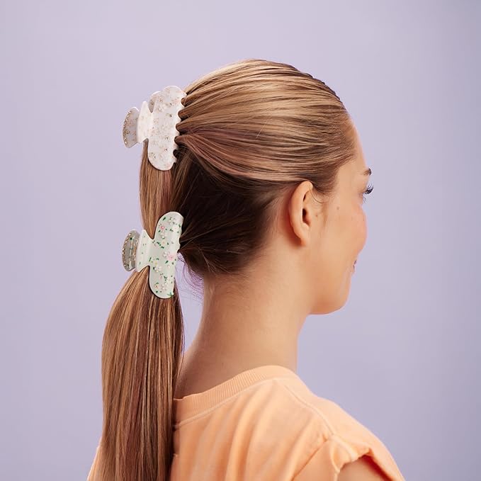 Goody SlideProof Large Claw Clips, Stylish, Secure Grip Hair Clips, Styling Accessories for All Occasions and All Hair Types, Gifts for Women & Girls, Floral Print, 2 Ct