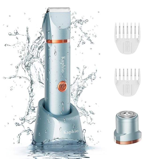 Bikini Trimmer for Women Pubic Hair: 2 in 1 Electric Razors for Women - Rechargeable Electric Shaver - IPX7 Waterproof Lady Shaver for Travel & Shower Use in Summer (Blue)