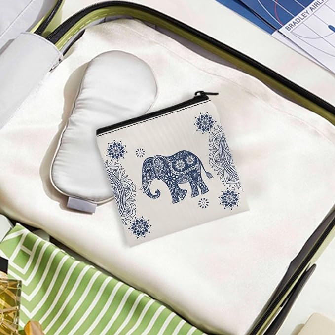 Boho Print Women Period Bag Storage Pouch Artsy Graphic Sanitary Napkin Bags with Zipper Portable Menstrual Bag for Sleepovers Travel