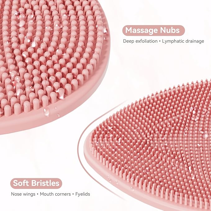 Silicone Face Scrubber 2 Pack, Manual Facial Cleansing Brush for Men and Women, Gentle Face Wash Brush for All Skin Type, Skin Care Face Brushes for Exfoliating, Pore and Blackhead Remover