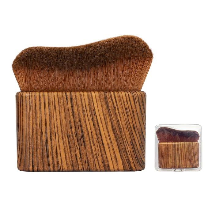 Large Kabuki Self Tanner Brush | Professional Body Makeup Brush for Self-Tan, Leg Makeup and Body Bronzer | Vegan Blend & Blur Sunless Tanning Applicator for Lotion, Mousse & Liquid (Brown)