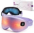 100% Silk Wireless Heated Eye Mask with Cooling - 3 Heat Settings, for Dry Eyes, Puffiness & Dark Circles - Adjustable, Washable, Travel-Friendly (Purple).