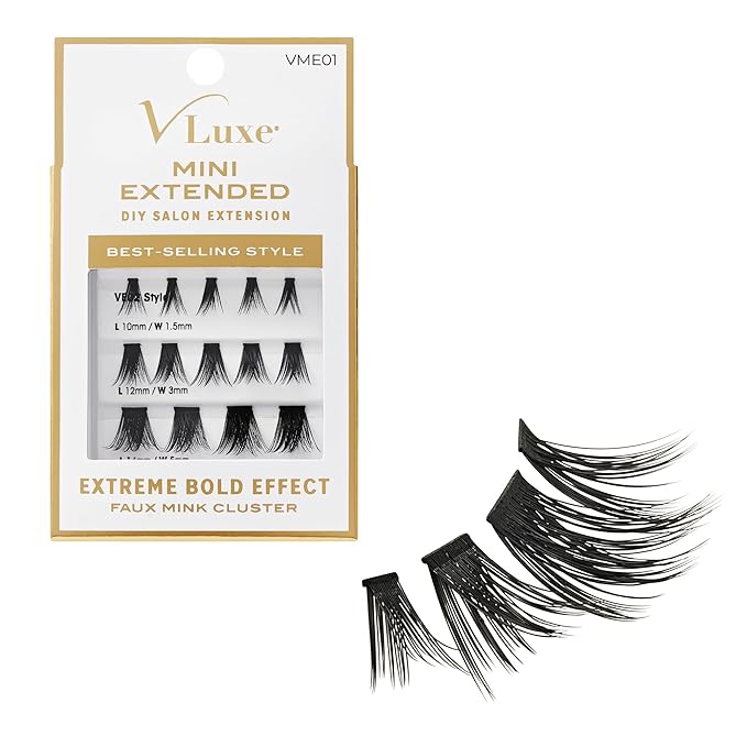VLuxe Faux Mink Lash Cluster Mini Extended, 14 10-14mm Seamless DIY Lash Extensions, Lightweight Ultra Comfort False Eyelashes with Thin Microband for Natural Blending, Refill for Mini Lash Palette