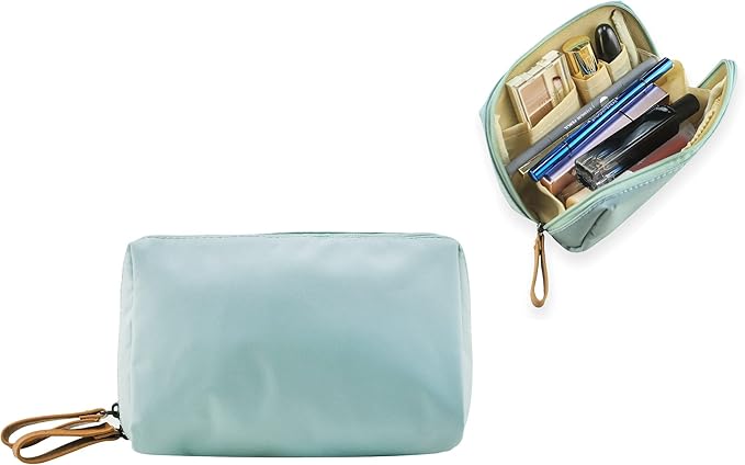 Small Makeup Bag for Purse Portable Waterproof Cosmetic Bag Travel Makeup Pouch for Women (Sky blue, Square)