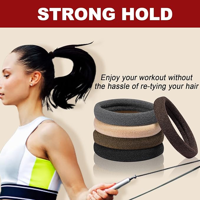 IKOCO 150PCS Hair Ties No Damage for Women, Ouchless Cotton Hair Ties for Thick Hair, Multicolor