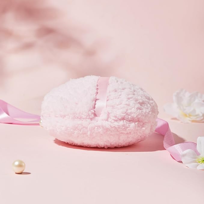 COSHINE Jumbo Body Powder Puff, 6 INCH (15cm) Extra Large Dust Powder Puff Applicator For Loose Mineral Powder Body Powder Shimmer Powder (PINK)