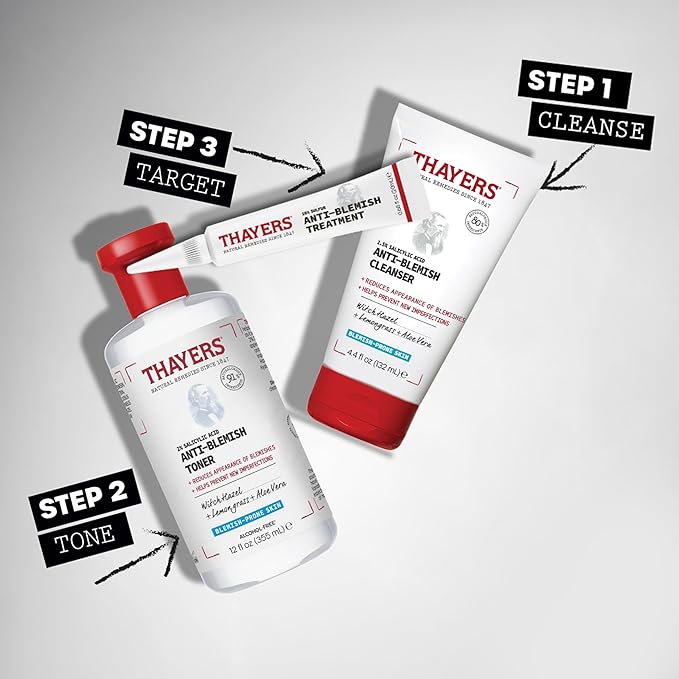 THAYERS Blemish Clearing Face Cleanser with 1.5% Salicylic Acid,Acne Treatment Face Wash,Soothing and Non-Stripping Skin Care,4.4 Fl Oz,(Pack of 2)