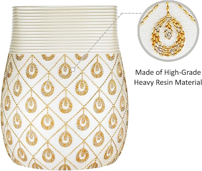Zahari Home 2pc Seraphina Bathroom Set Waste Basket & Tissue Cover Modern Classic Decor Stylish Unique Design Beautiful White Bathroom Accessories Set