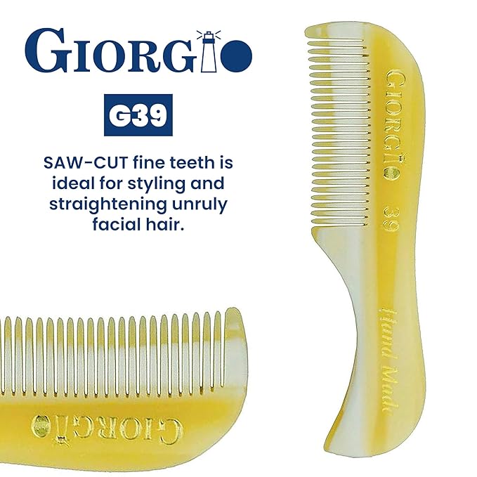 Giorgio G39 Mini Extra Small Men's Fine Toothed Beard and Mustache Comb for Facial Hair Grooming and Styling. Add this pocket comb to your hair styling accessories, Saw-Cut and Hand Polished