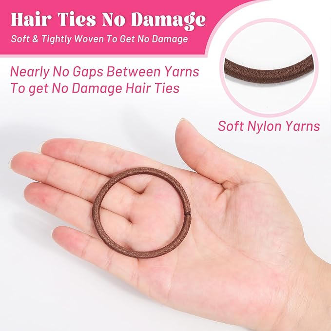 Anezus 200 Pcs Multi-Colored Hair Ties for Thick Hair, Elastics Hair Ties Bulk Hair Bands for Women, Men and Girls(4mm)
